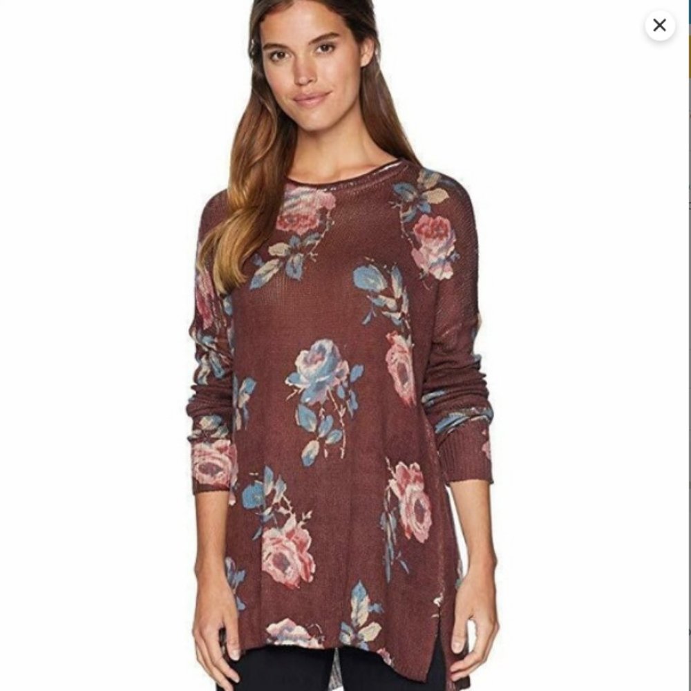 Show me Your Mumu Bonfire Sweater Chocolate and Roses Knit Size Small
